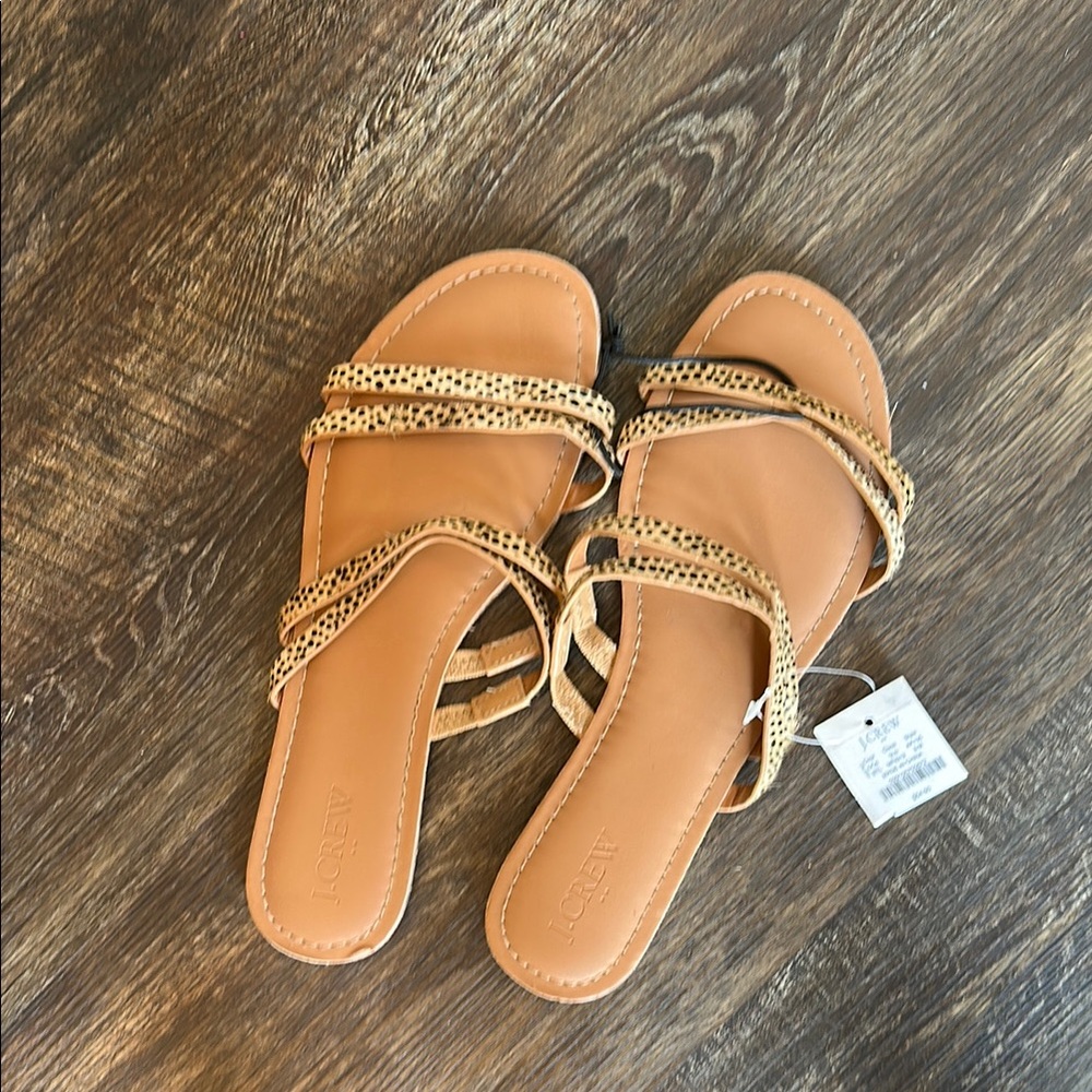 J. Crew Tan Leopard Print Women's Sandals